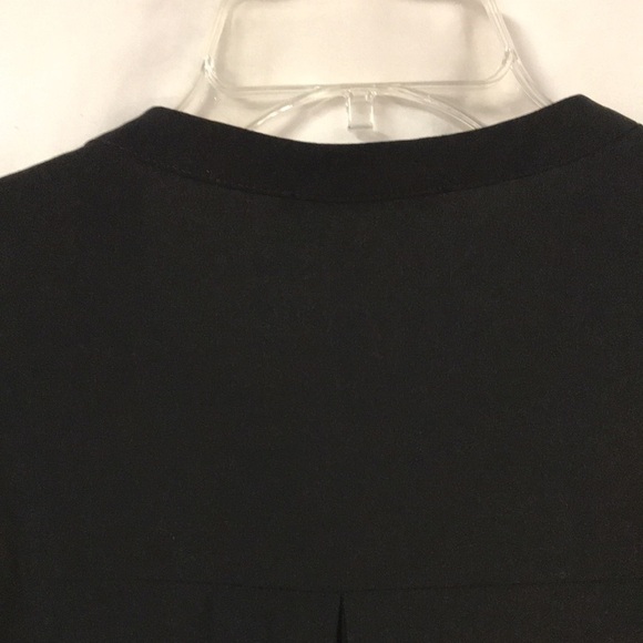 Furnex Women’s Zip front Blouse Top Size L Black Long sleeves Tab up Back Pleat - Picture 8 of 12